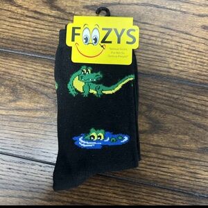 Foozys Men/Womens Crew Socks Alligator Size 9-11 Black Fun Gift